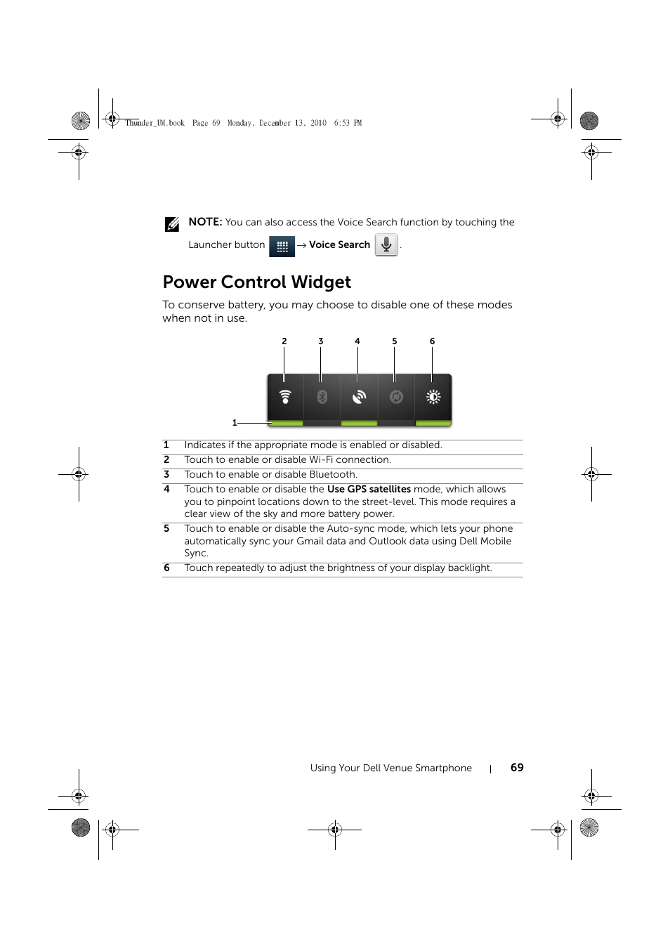 Power control widget | Dell Mobile Venue User Manual | Page 69 / 161
