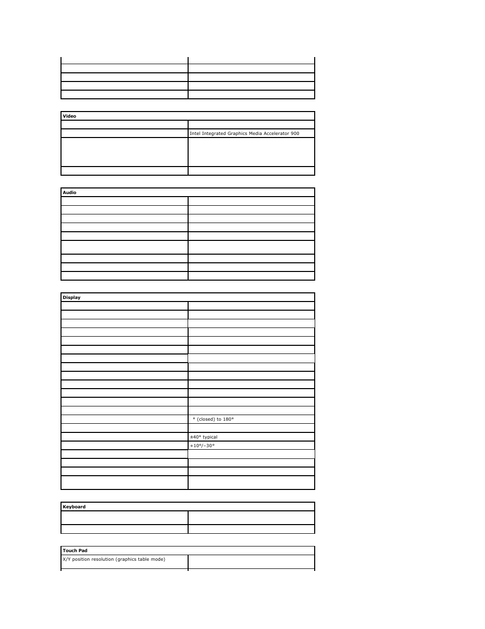 Display, Keyboard, Touch pad | Video, Audio | Dell Latitude 120L User Manual | Page 80 / 104