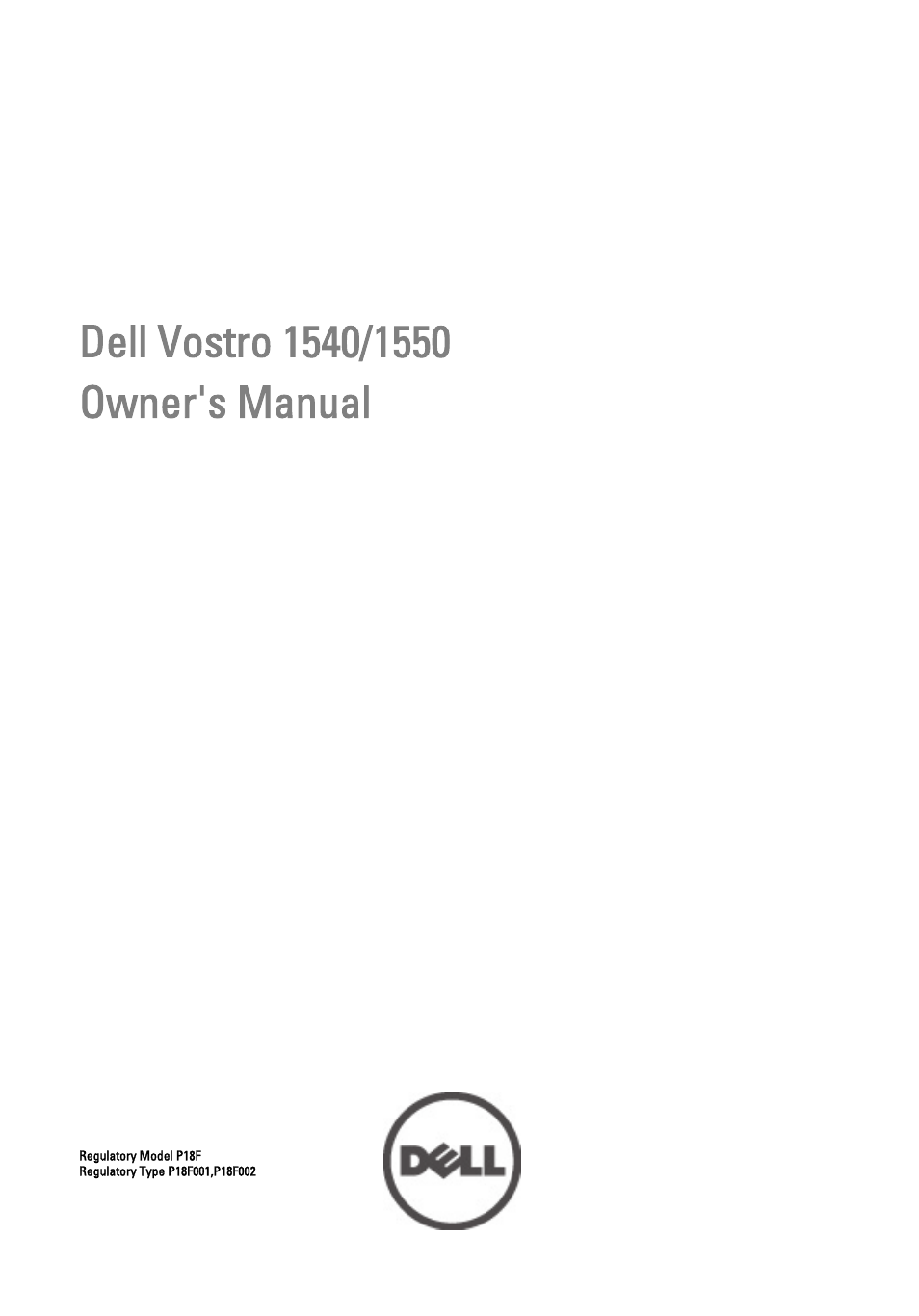 Dell Vostro 1540 (Mid 2011) User Manual | 86 pages