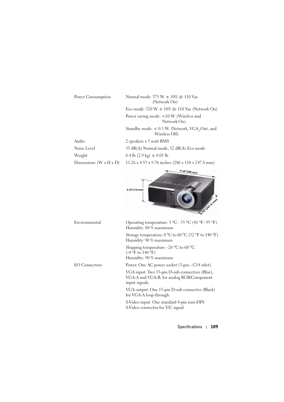 Dell 4320 Projector User Manual | Page 109 / 121