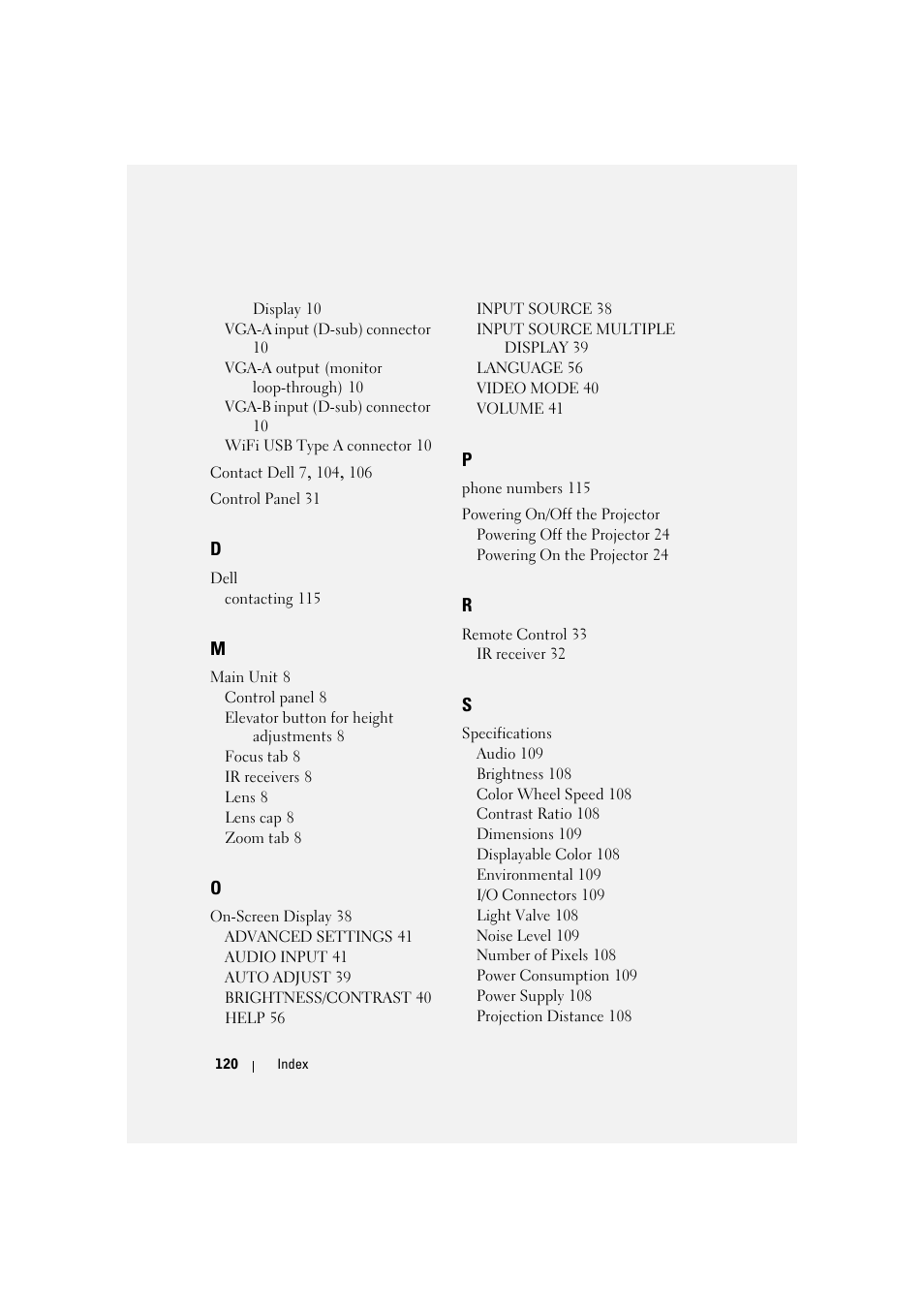 Dell 4320 Projector User Manual | Page 120 / 121