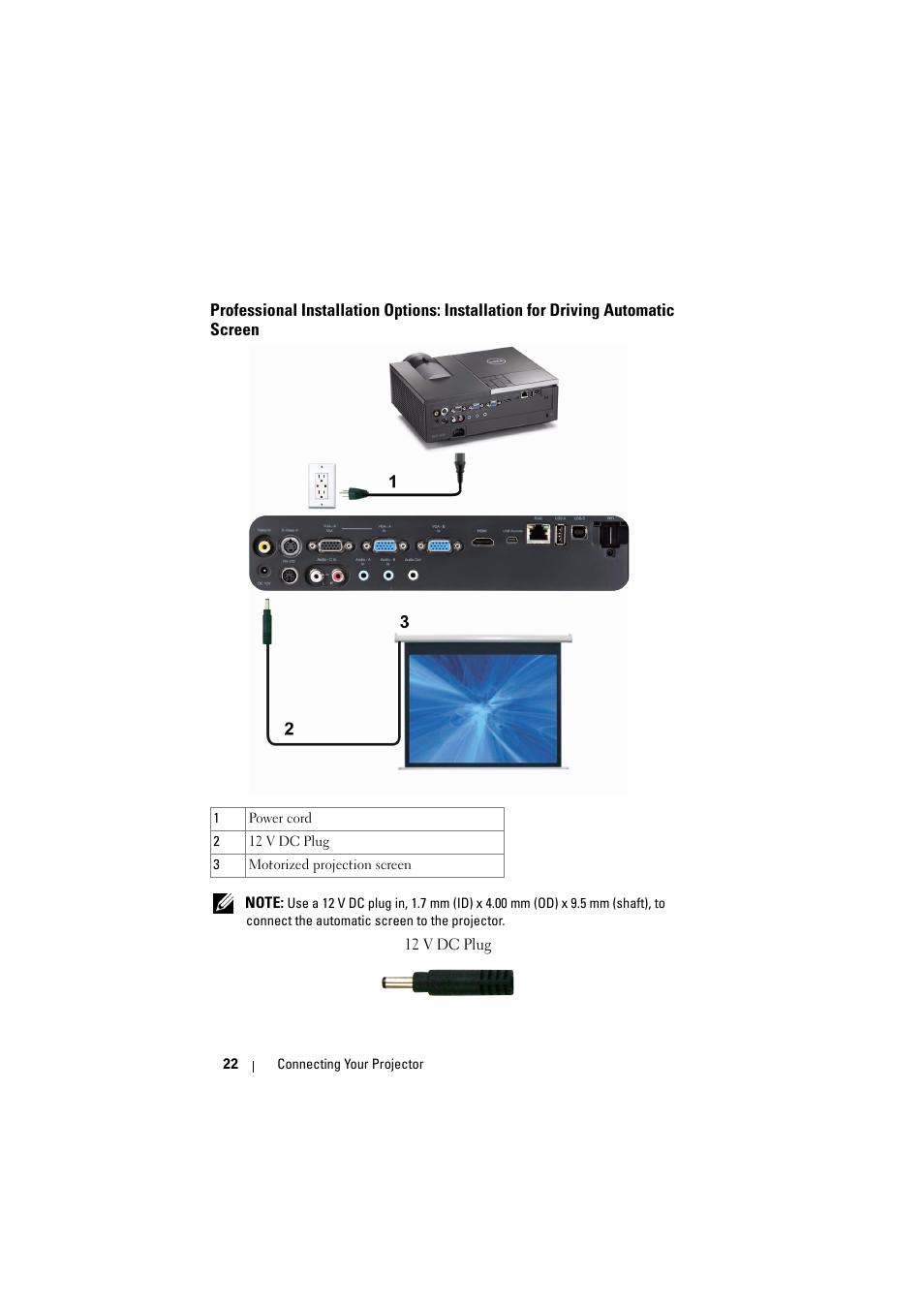 Driving automatic screen | Dell 4320 Projector User Manual | Page 22 / 121