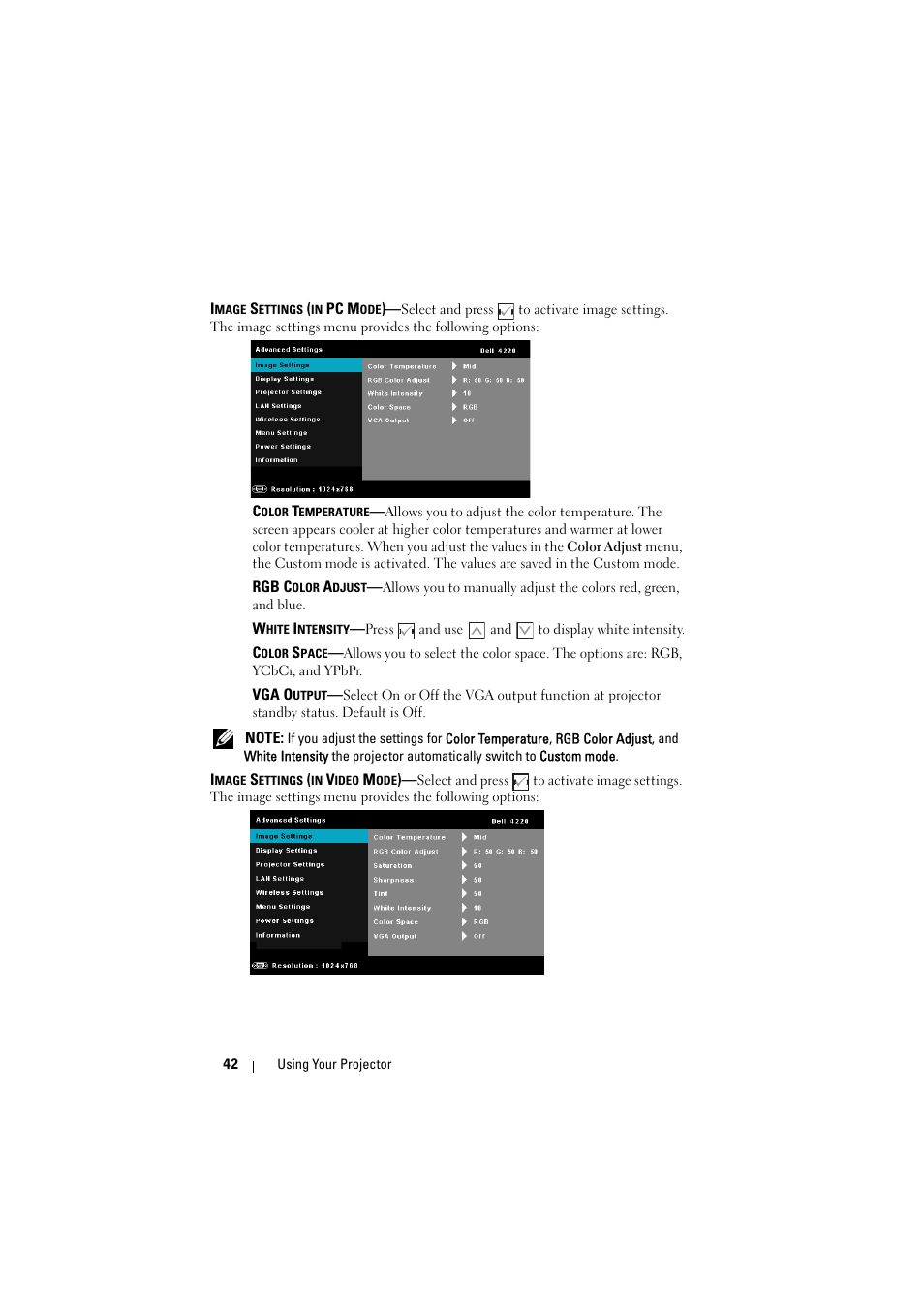 Dell 4320 Projector User Manual | Page 42 / 121