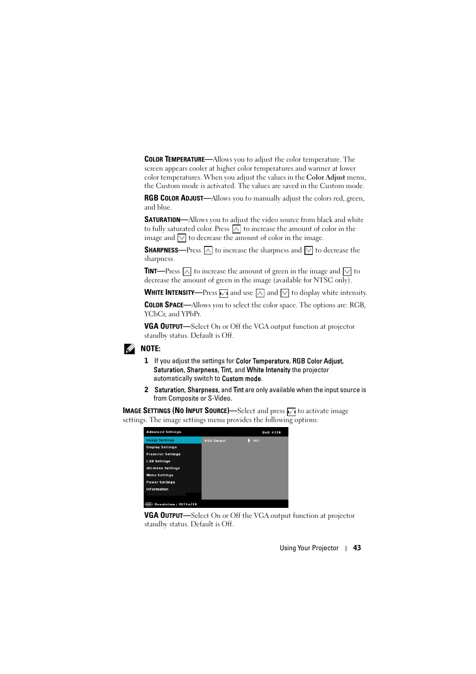 Dell 4320 Projector User Manual | Page 43 / 121