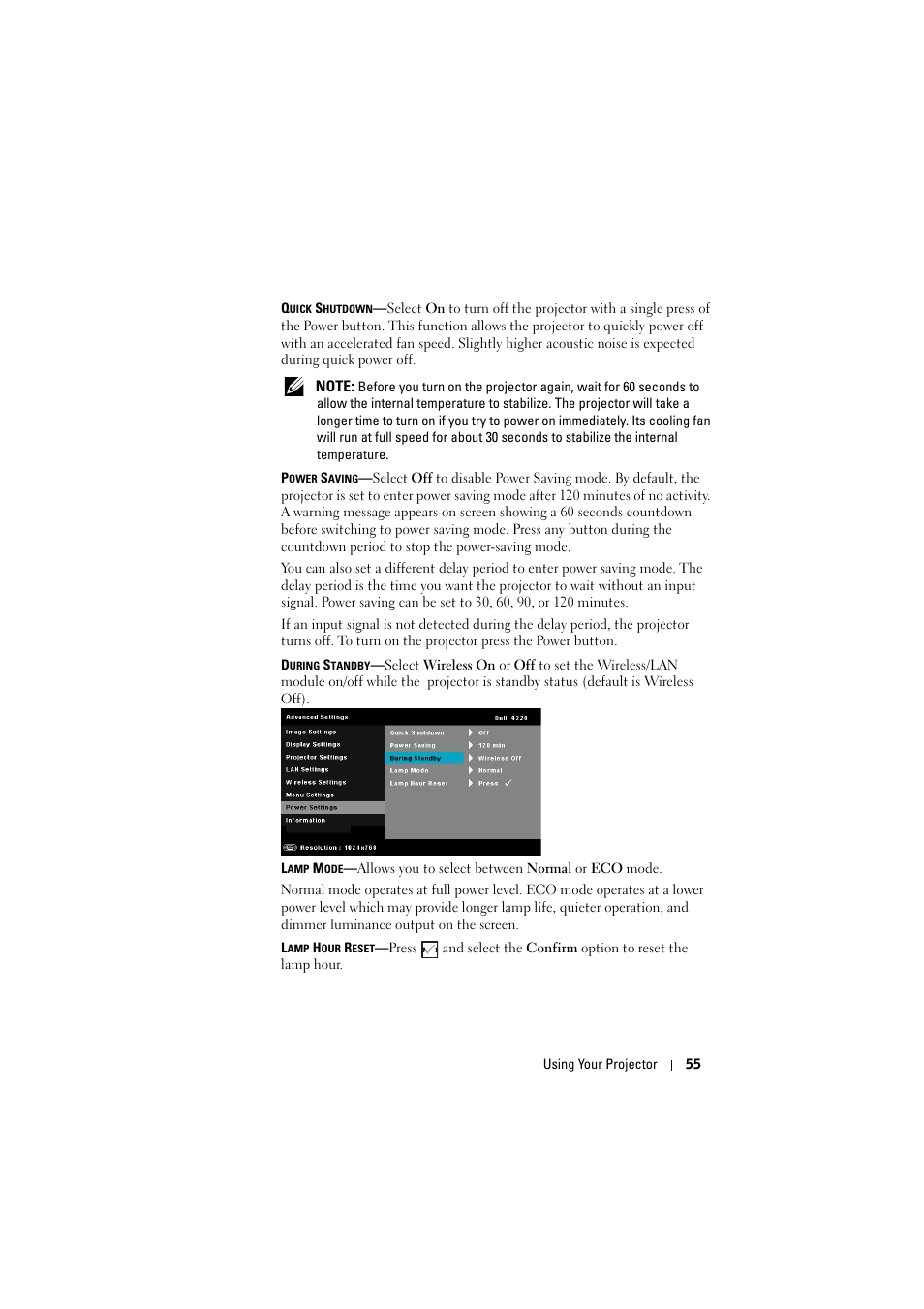 Dell 4320 Projector User Manual | Page 55 / 121