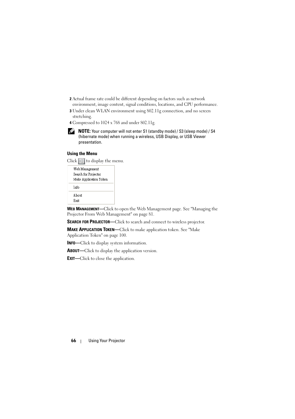 Using the menu | Dell 4320 Projector User Manual | Page 66 / 121