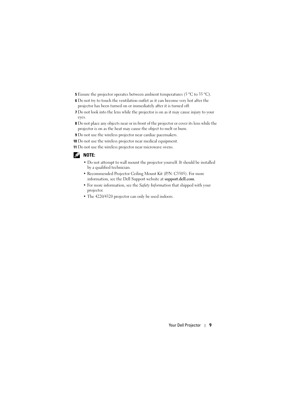 Dell 4320 Projector User Manual | Page 9 / 121