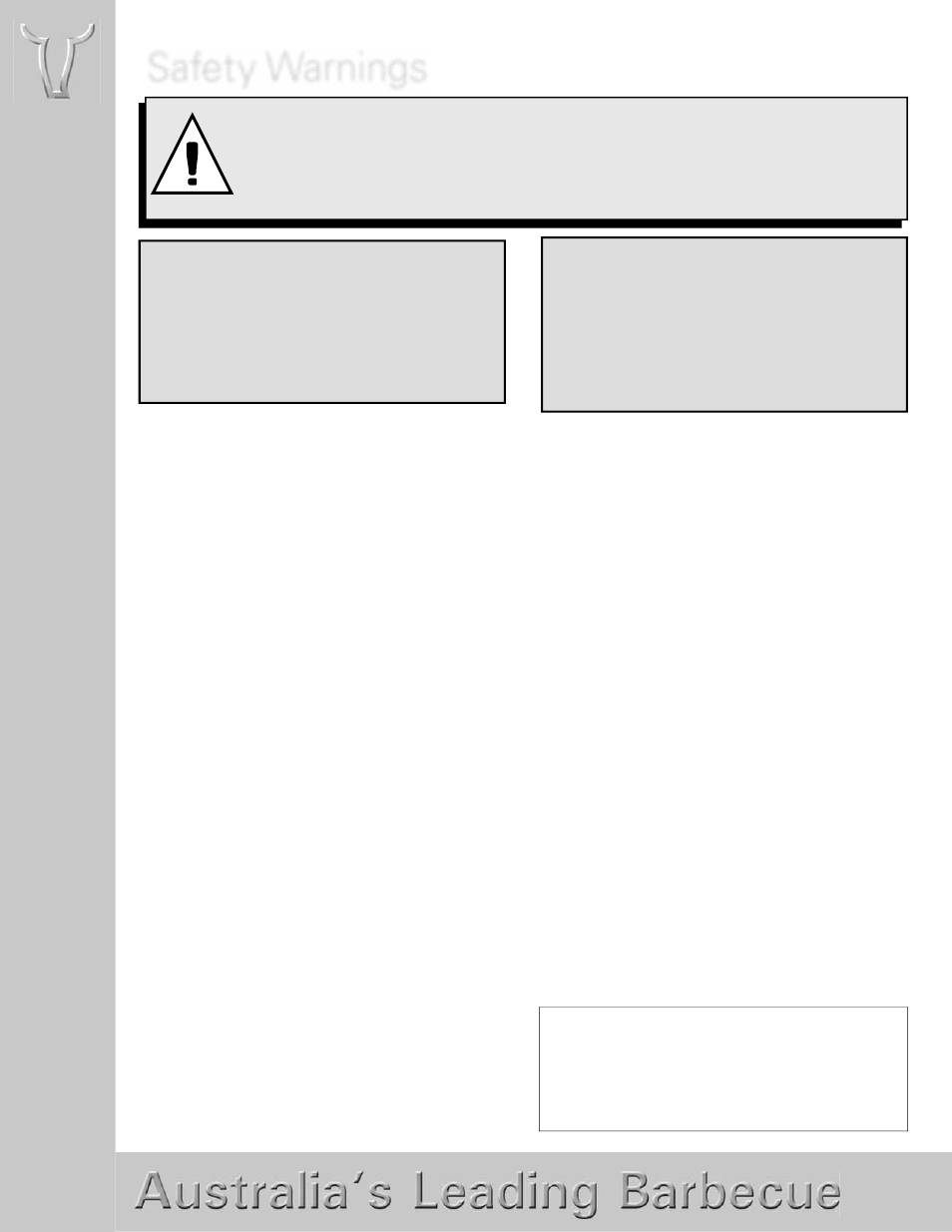 Safety warnings, Caution: electrical warning | BeefEater Discovery Series User Manual | Page 2 / 14