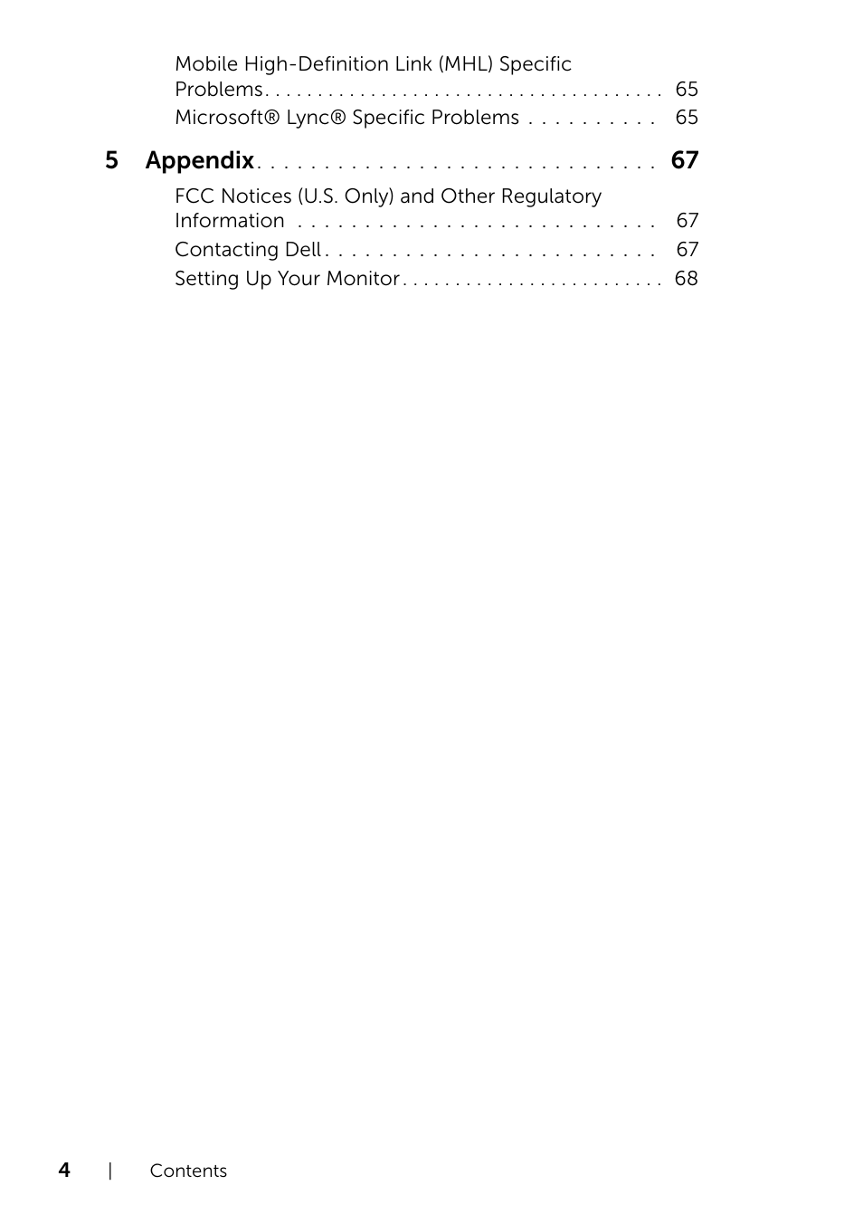 5appendix | Dell UZ2315H Monitor User Manual | Page 4 / 69