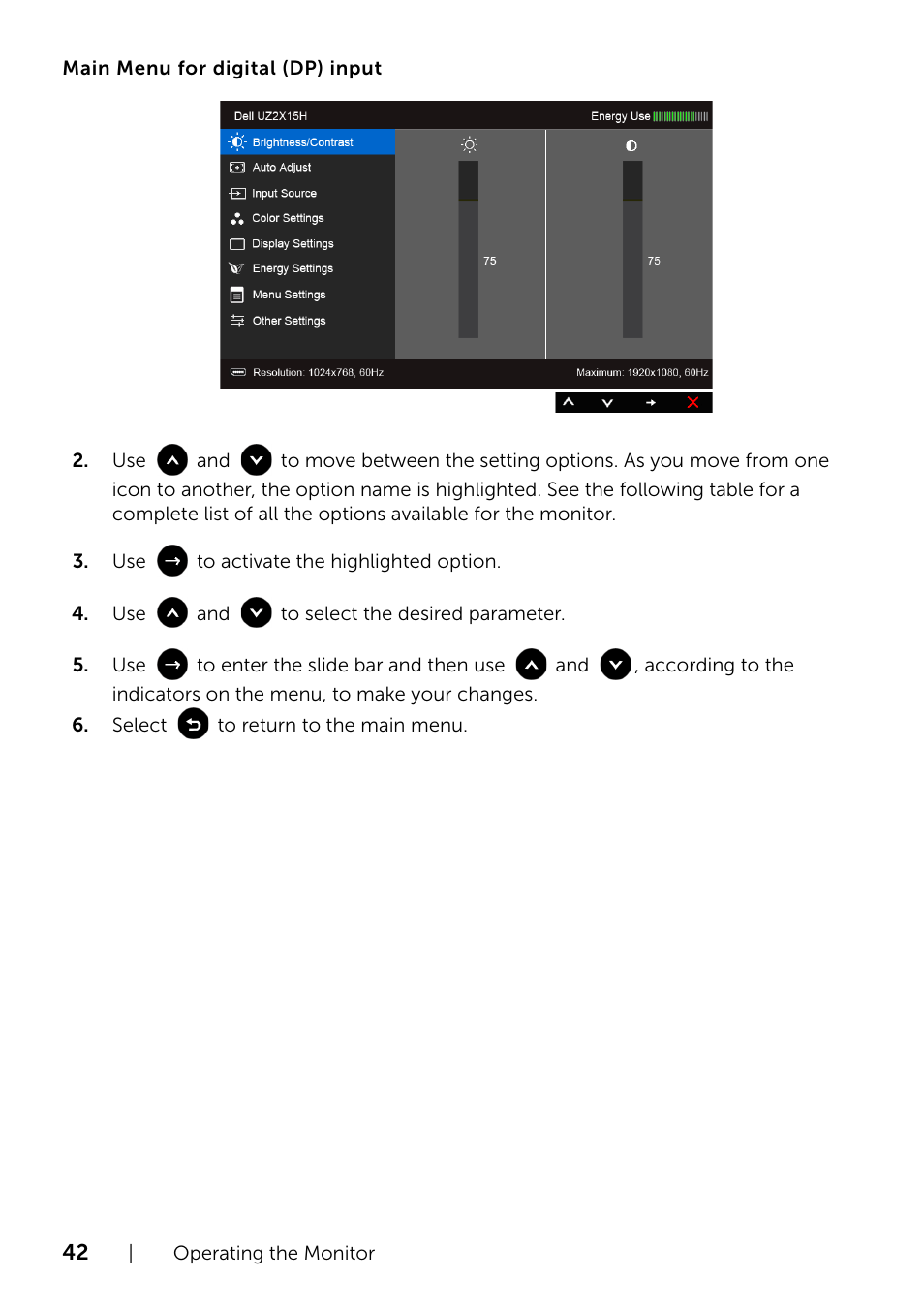 Dell UZ2315H Monitor User Manual | Page 42 / 69