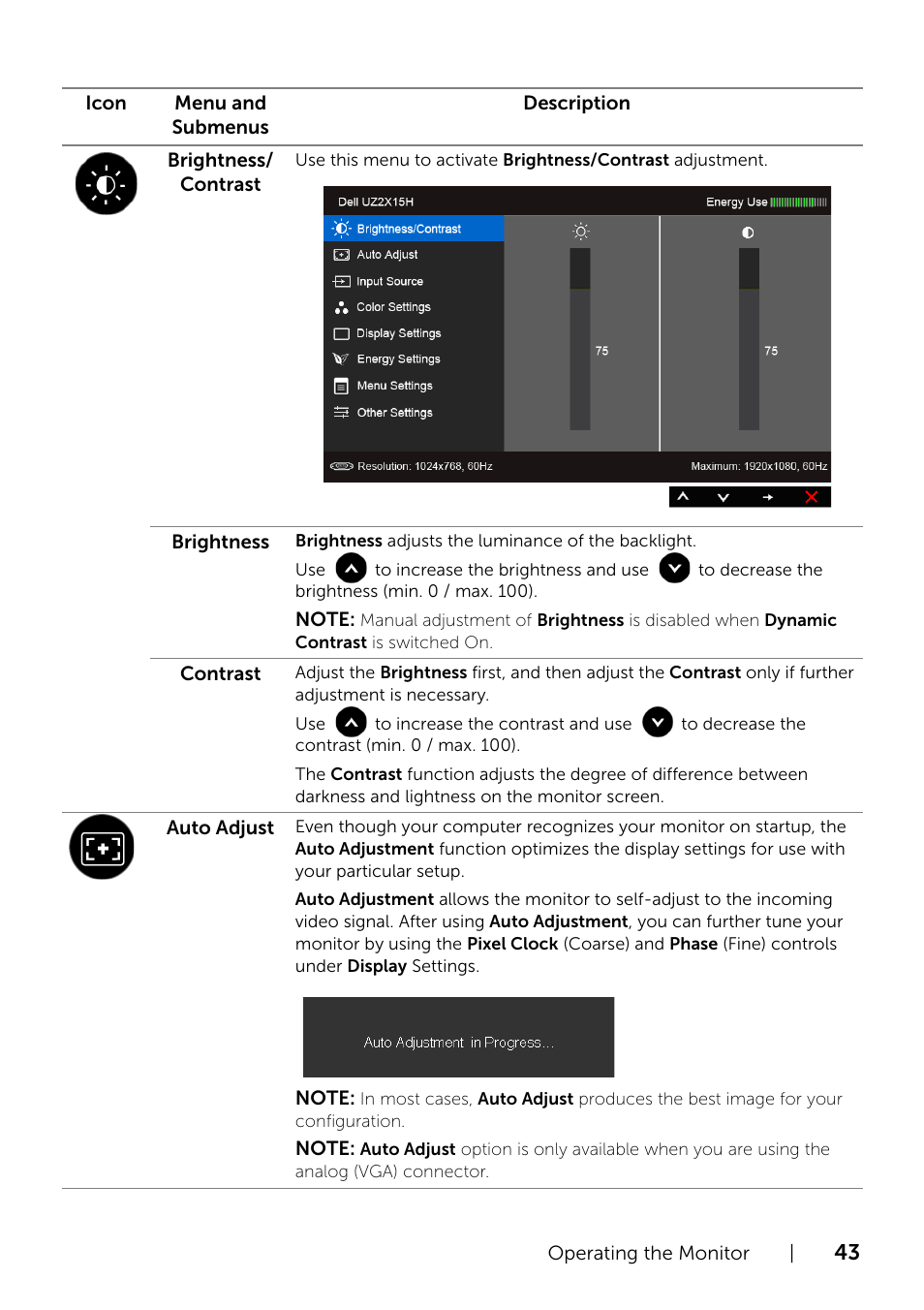 Dell UZ2315H Monitor User Manual | Page 43 / 69