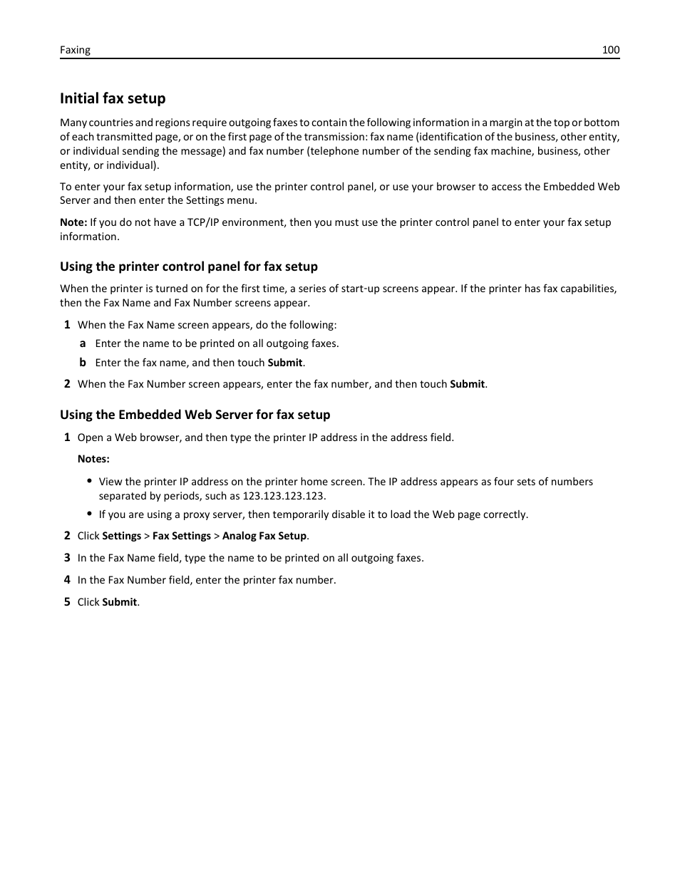 Initial fax setup | Dell B3465dnf Mono Laser Multifunction Printer User Manual | Page 100 / 315