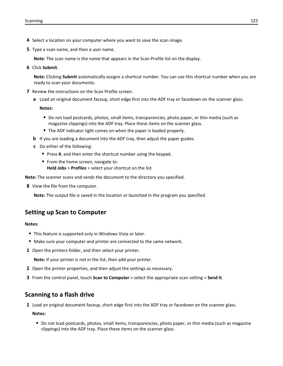 Setting up scan to computer, Scanning to a flash drive | Dell B3465dnf Mono Laser Multifunction Printer User Manual | Page 125 / 315
