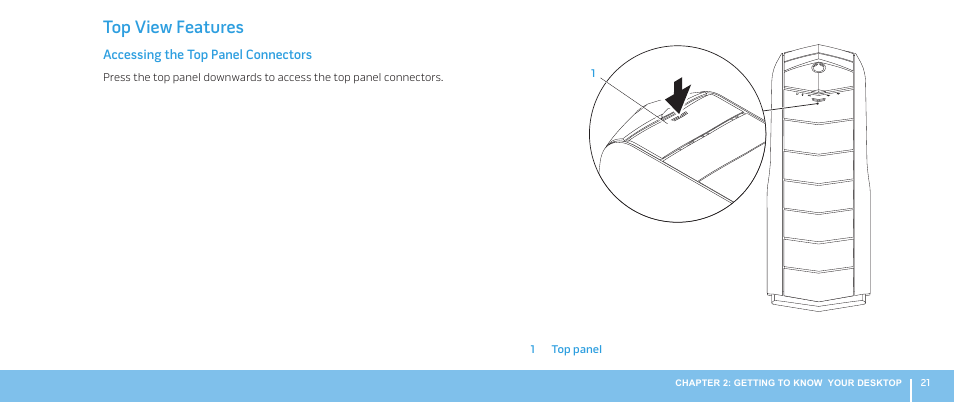 Top view features | Dell Alienware Aurora R2 (Early 2010) User Manual | Page 21 / 68