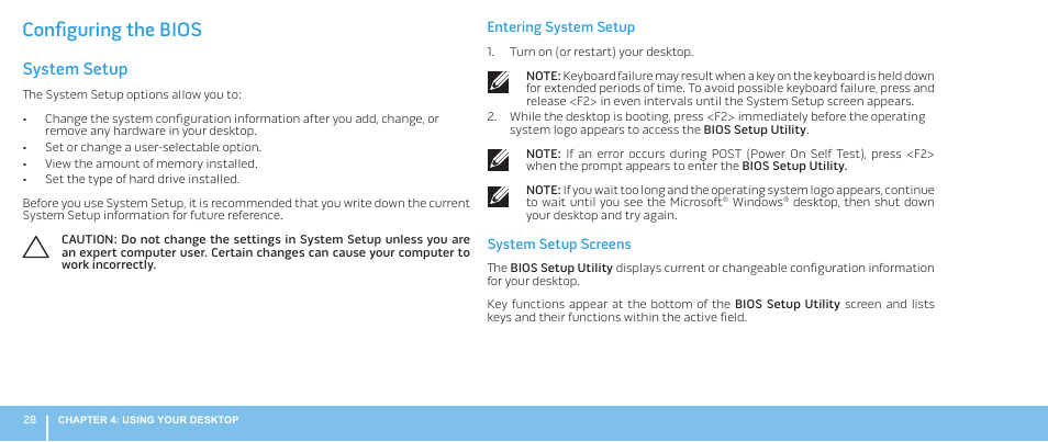 Configuring the bios, System setup | Dell Alienware Aurora R2 (Early 2010) User Manual | Page 28 / 68