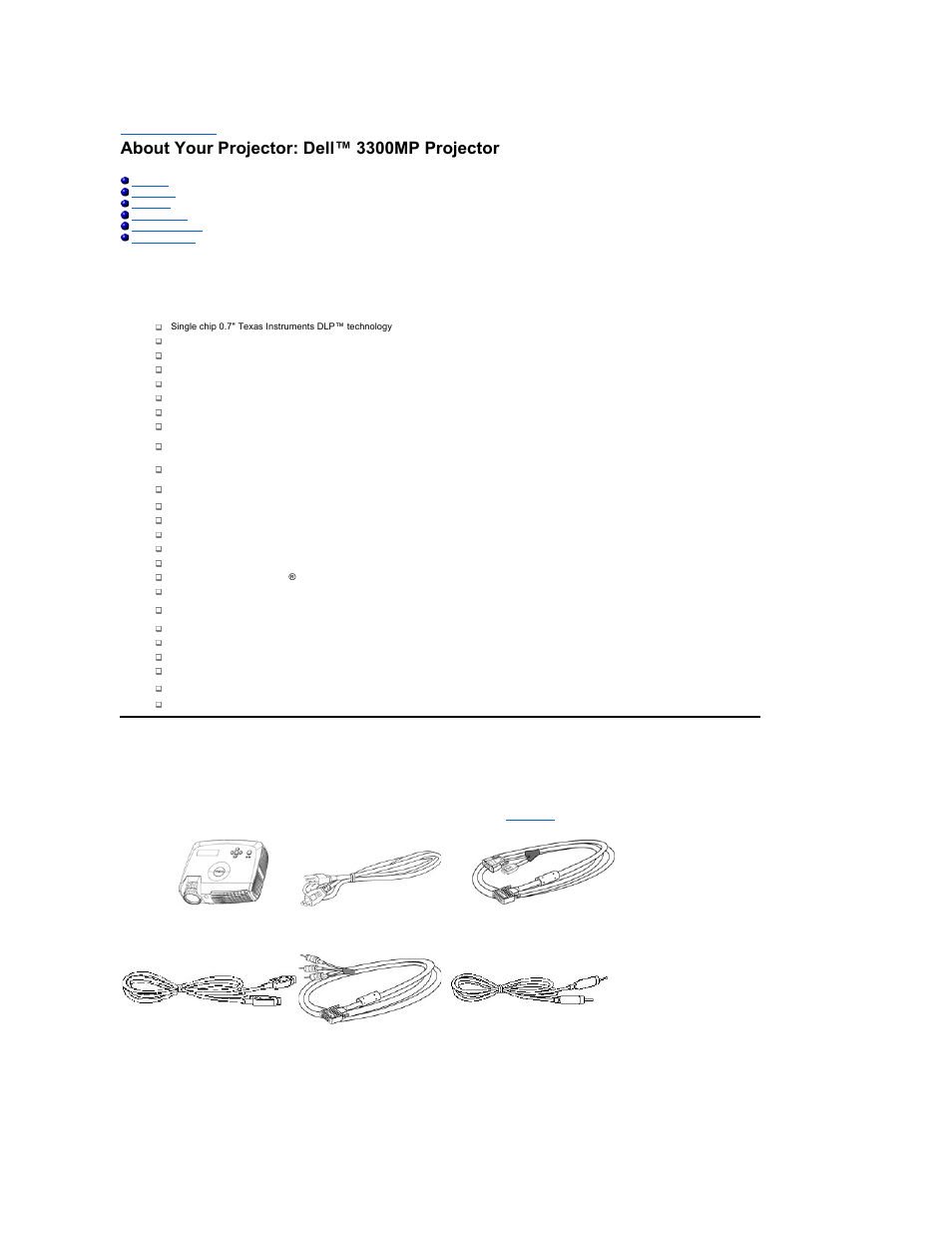 About your projector: dell™ 3300mp projector | Dell Projector 3300MP User Manual | Page 2 / 40