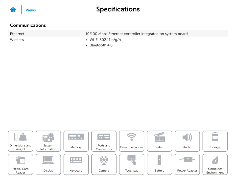 Communications, Specifications | Dell Inspiron 15 (5545, Mid 2014) User Manual | Page 11 / 22