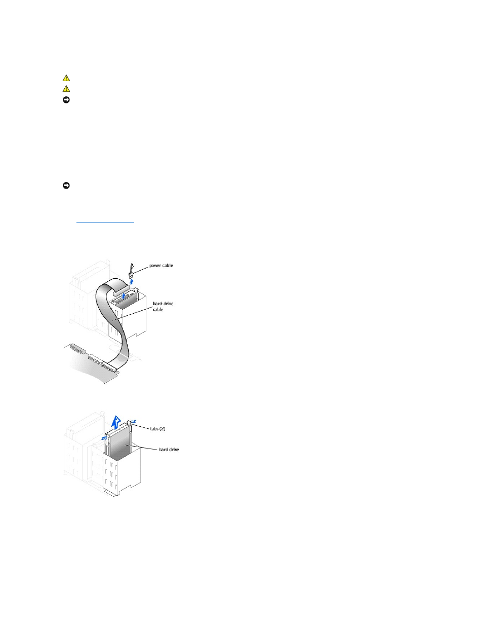 Hard drive, Removing a hard drive, Installing a hard drive | Dell Dimension 8250 User Manual | Page 20 / 55