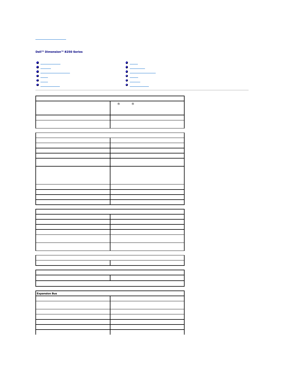 Technical specifications | Dell Dimension 8250 User Manual | Page 42 / 55