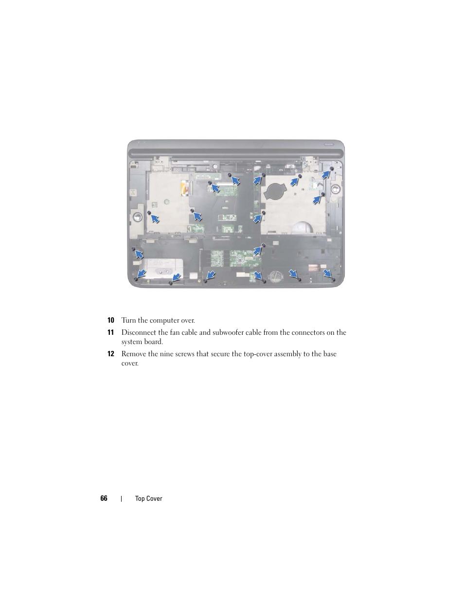 10 turn the computer over | Dell XPS 15 (L501X, Late 2010) User Manual | Page 66 / 114