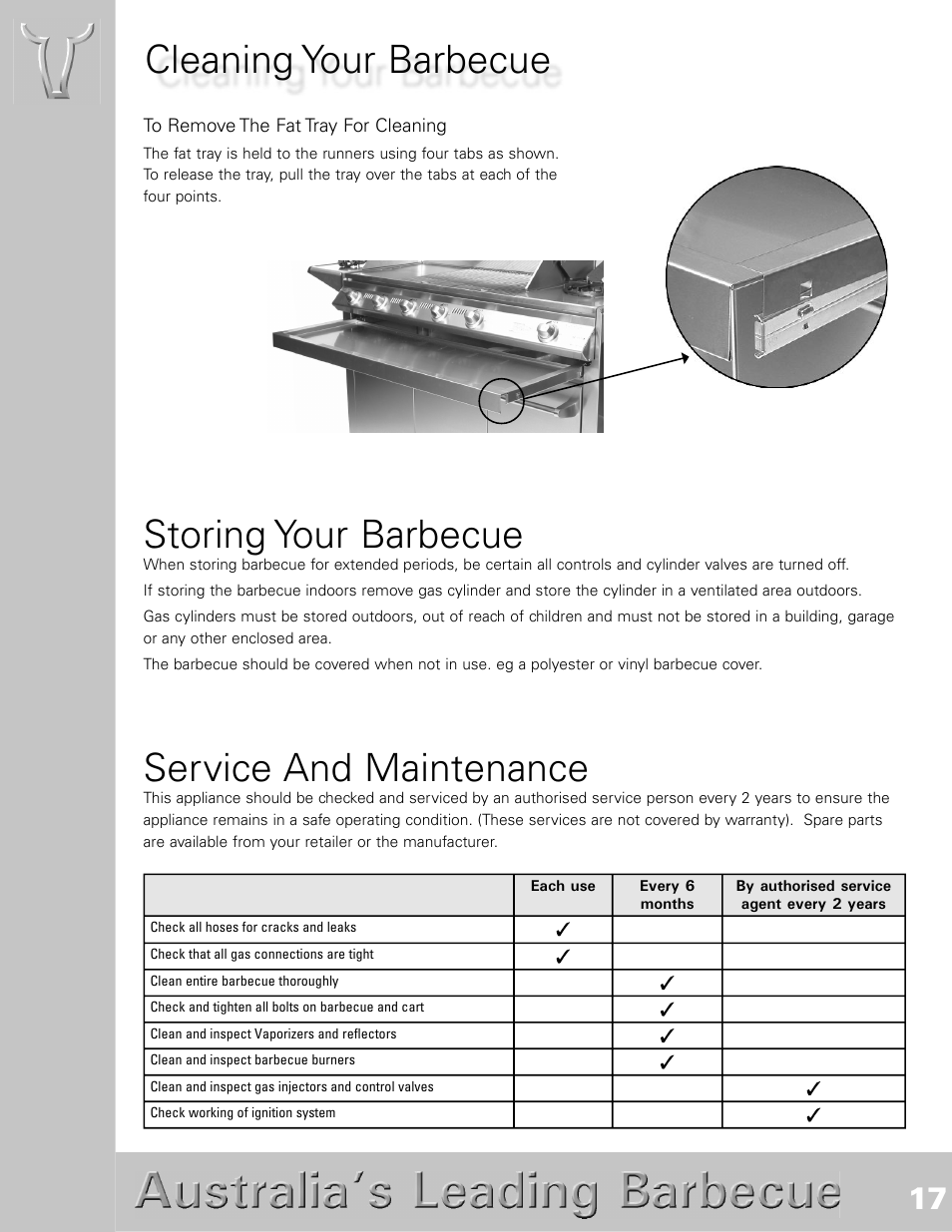 Storing your barbecue, Service and maintenance, Cleaning your barbecue | BeefEater SL4000s User Manual | Page 17 / 21