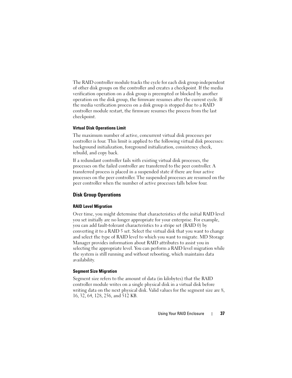 Disk group operations | Dell PowerVault MD3000i User Manual | Page 37 / 106