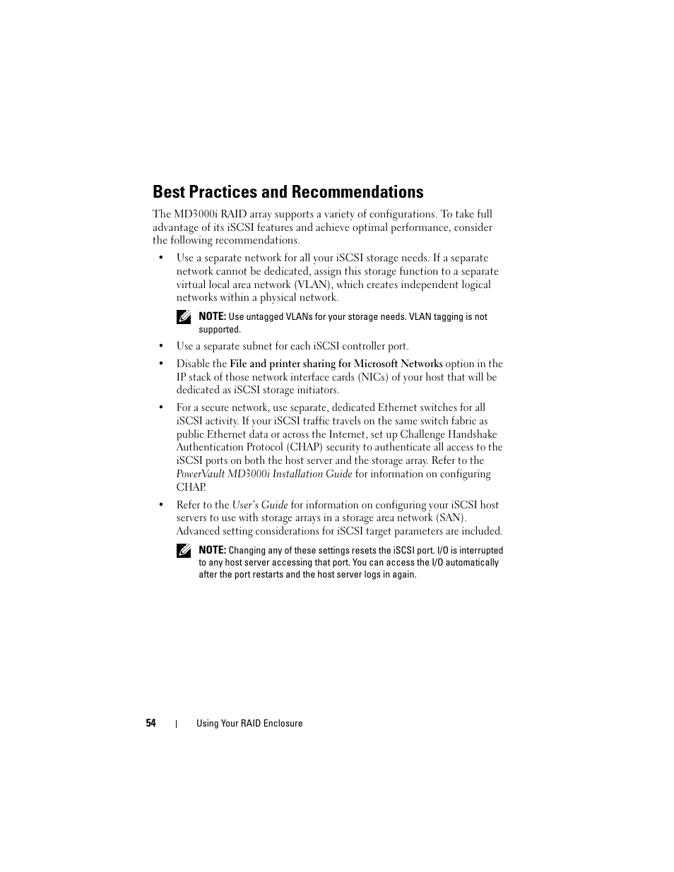 Best practices and recommendations | Dell PowerVault MD3000i User Manual | Page 54 / 106