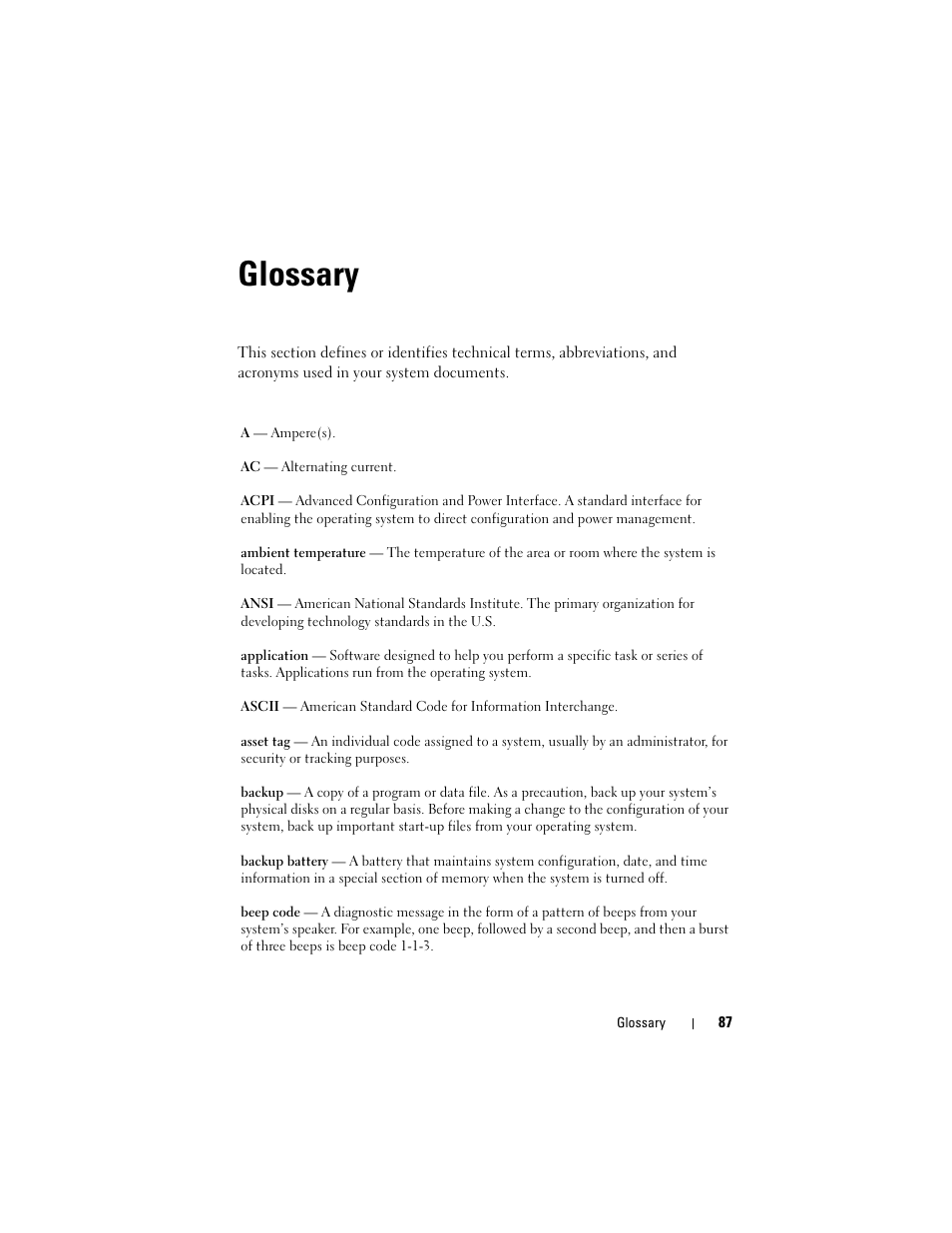 Glossary | Dell PowerVault MD3000i User Manual | Page 87 / 106