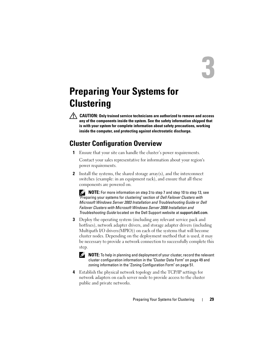 Preparing your systems for clustering, Cluster configuration overview | Dell AX4-5 User Manual | Page 29 / 56