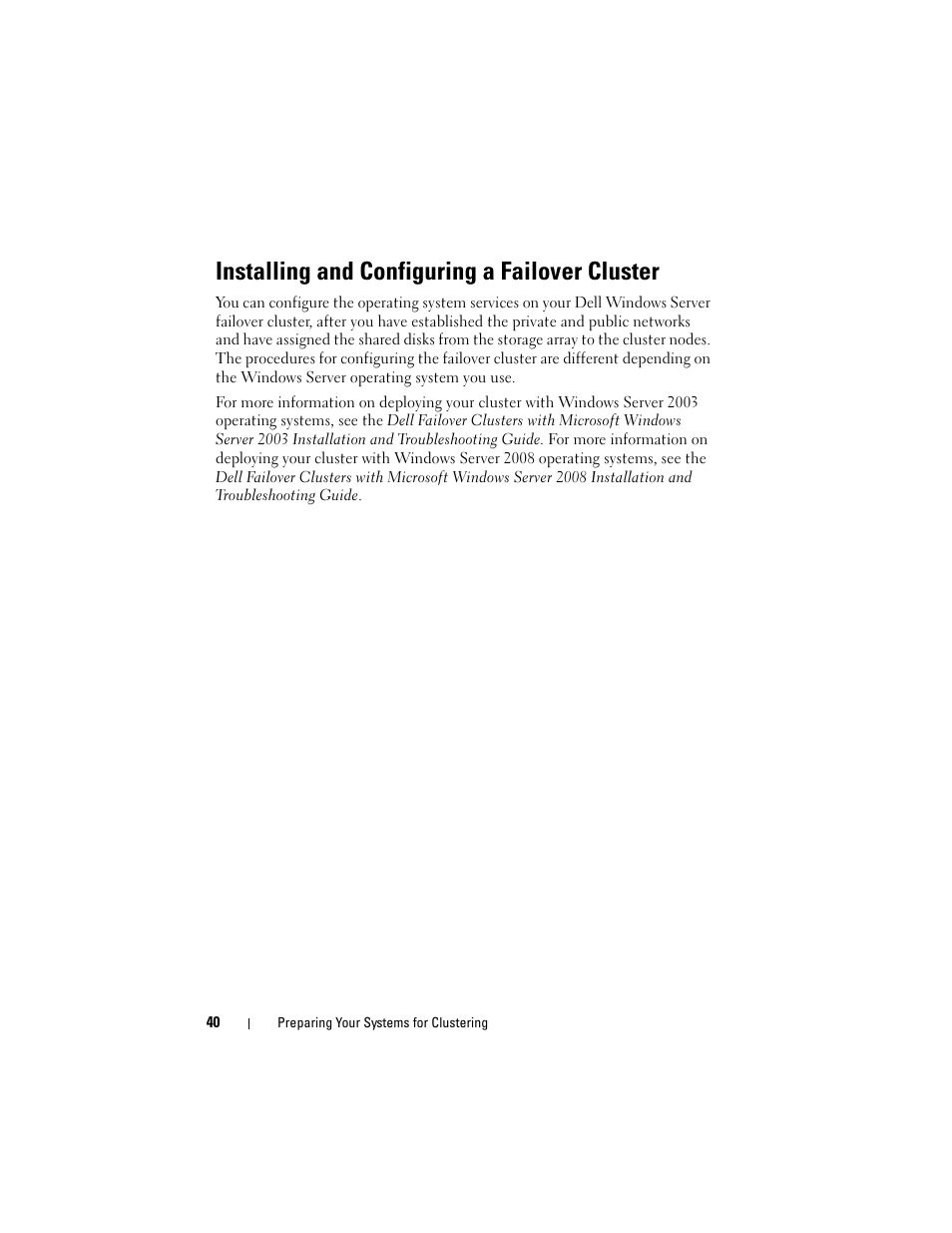 Installing and configuring a failover cluster | Dell AX4-5 User Manual | Page 40 / 56