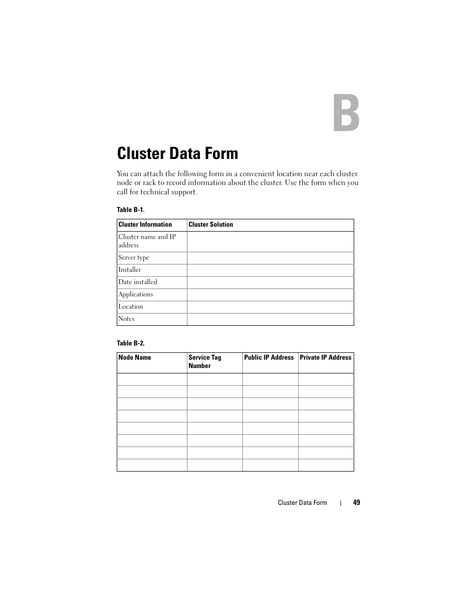 Cluster data form | Dell AX4-5 User Manual | Page 49 / 56
