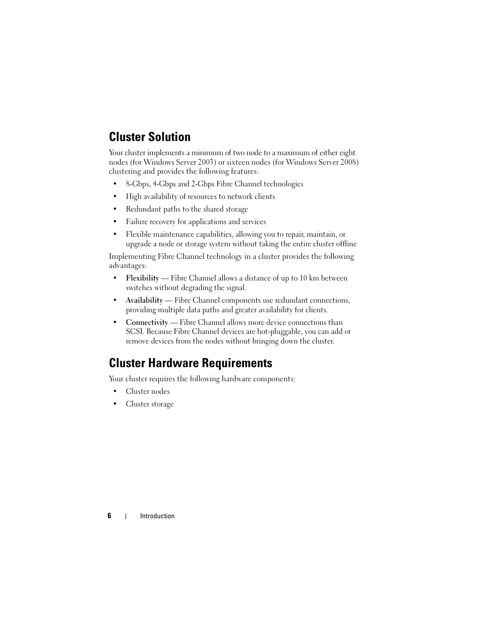 Cluster solution, Cluster hardware requirements | Dell AX4-5 User Manual | Page 6 / 56