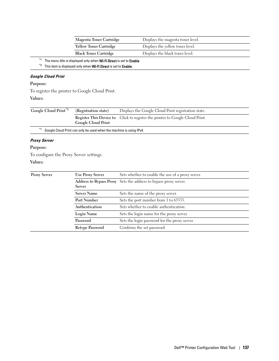 Google cloud print" "proxy server | Dell C2660dn Color Laser Printer User Manual | Page 139 / 361