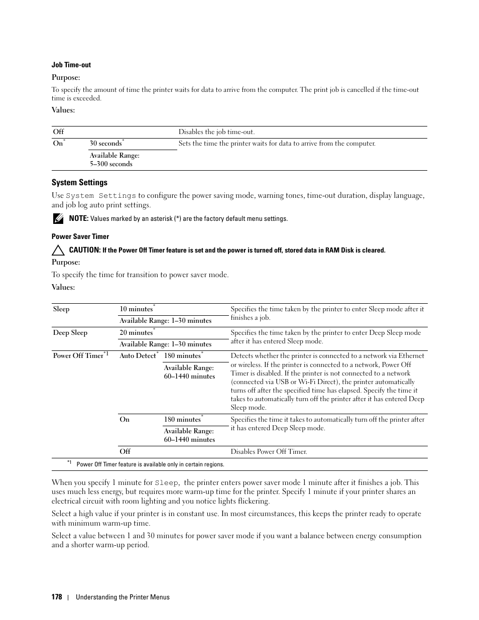 System settings | Dell C2660dn Color Laser Printer User Manual | Page 180 / 361