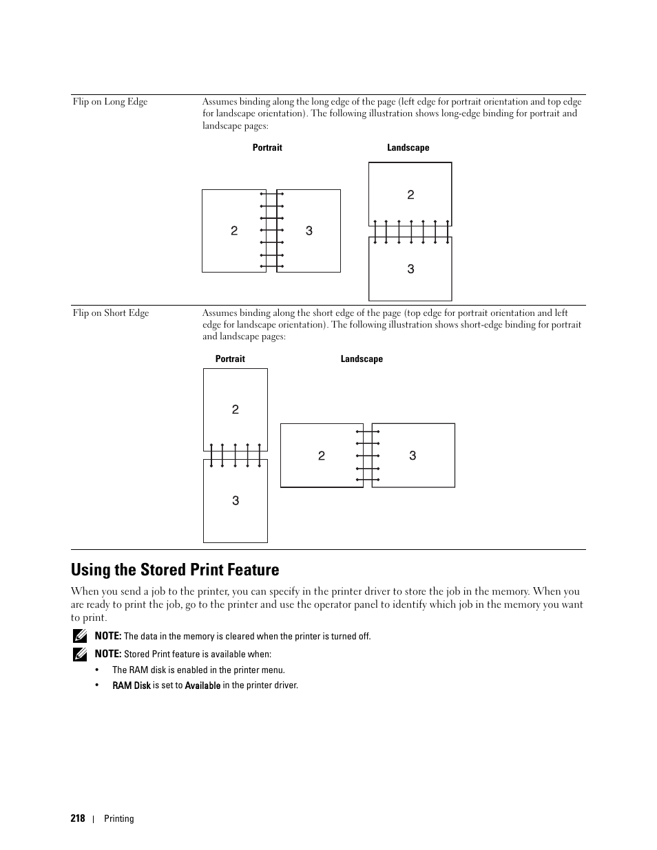 Using the stored print feature | Dell C2660dn Color Laser Printer User Manual | Page 220 / 361