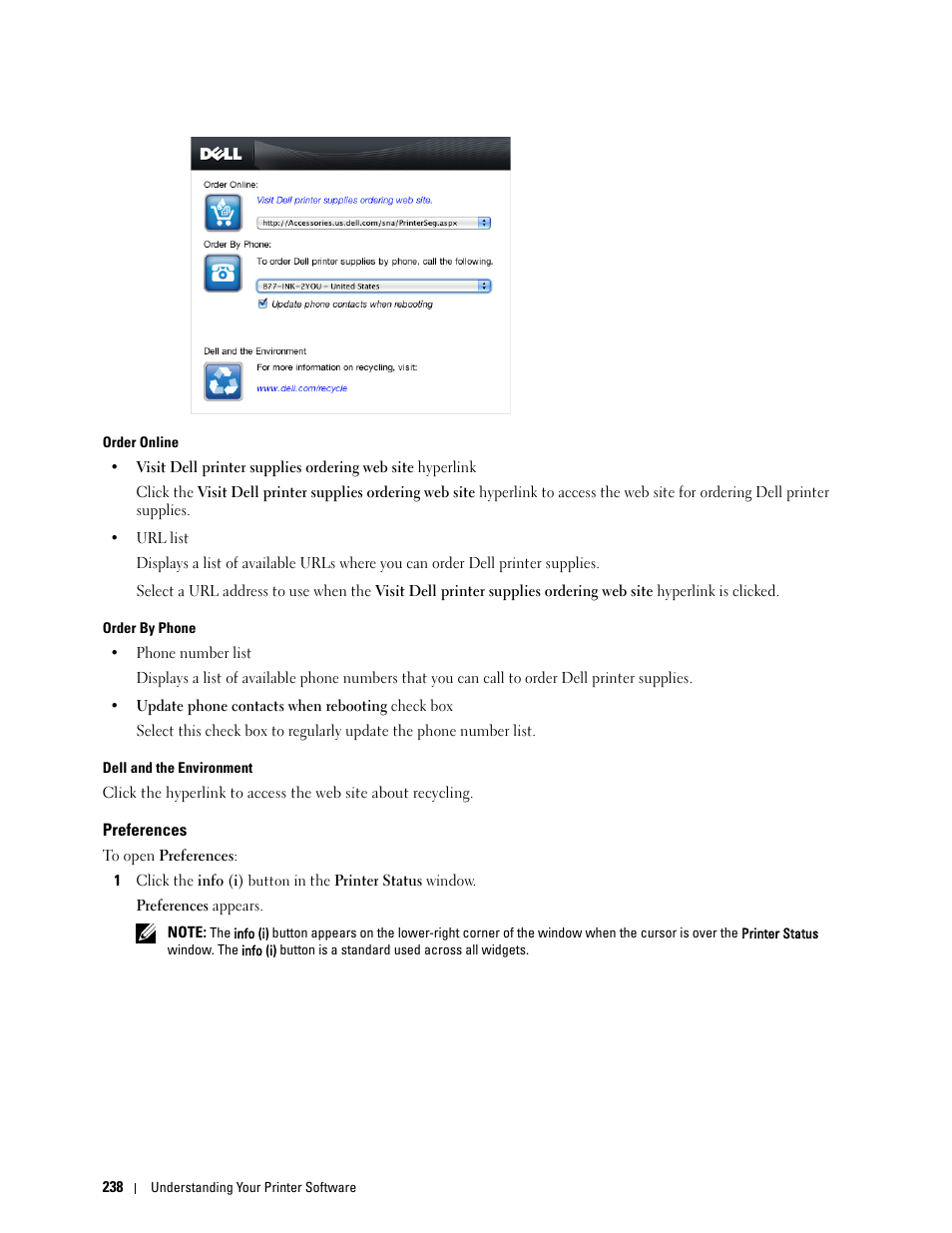 Preferences | Dell C2660dn Color Laser Printer User Manual | Page 240 / 361