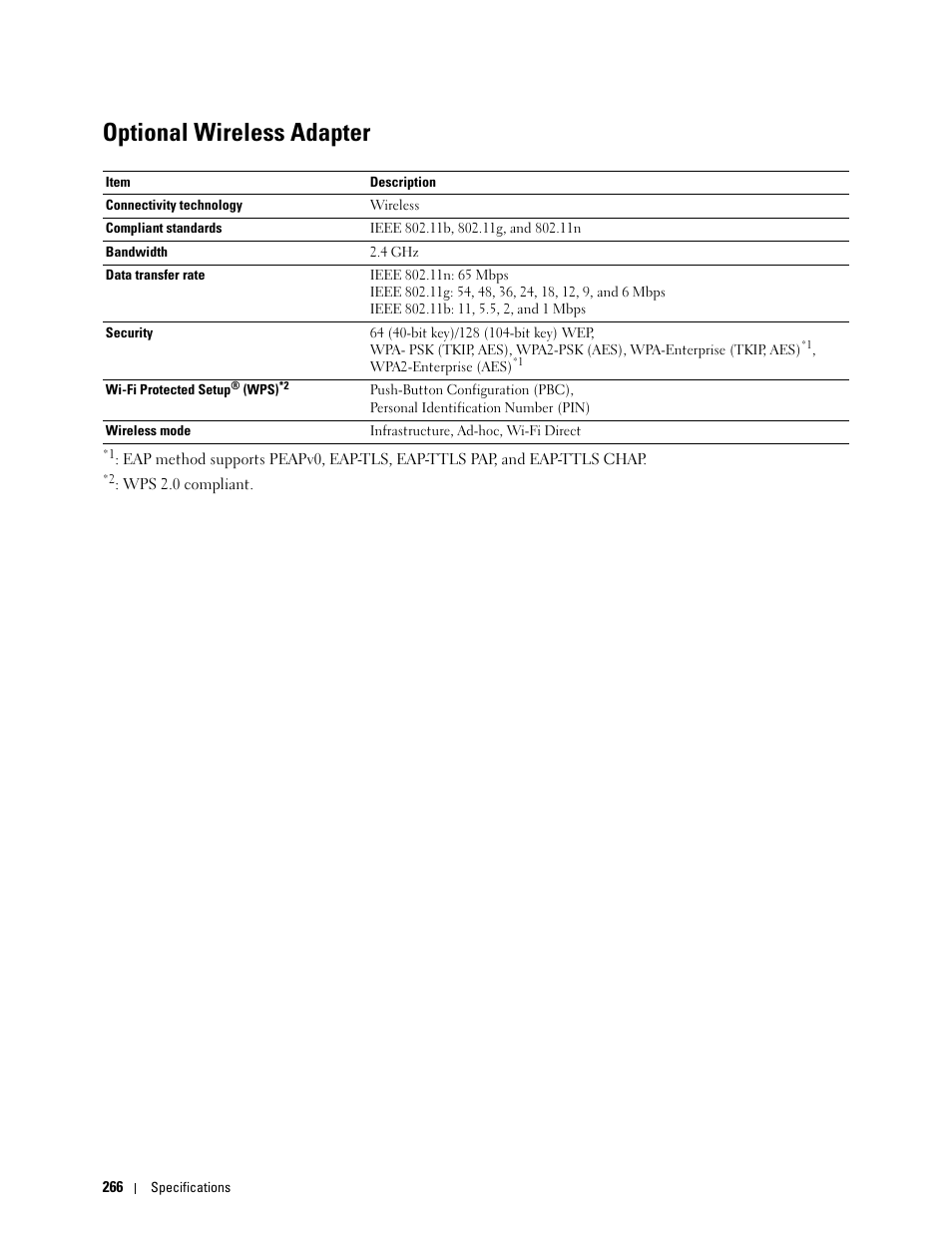 Optional wireless adapter | Dell C2660dn Color Laser Printer User Manual | Page 268 / 361