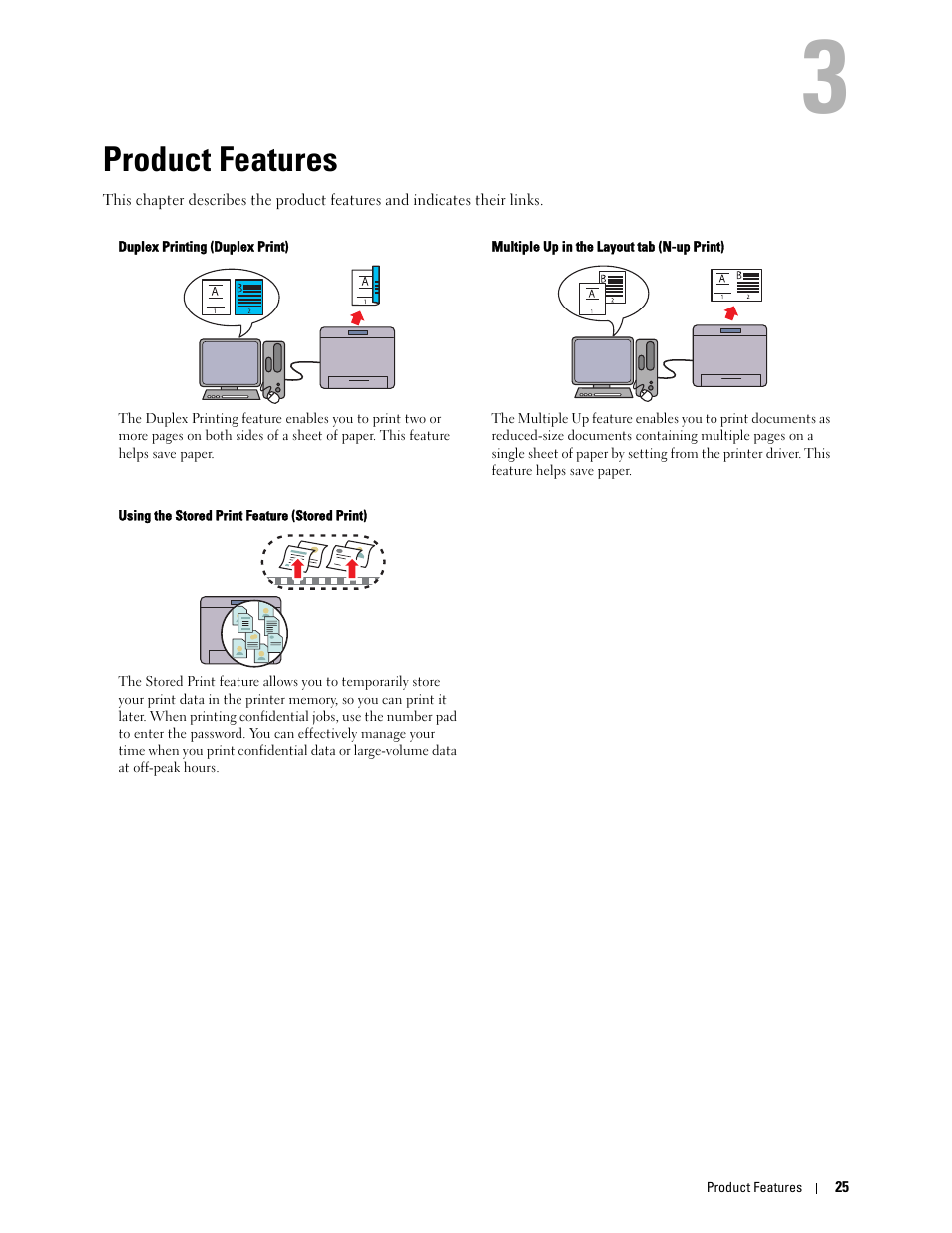 Product features, 3 product features | Dell C2660dn Color Laser Printer User Manual | Page 27 / 361