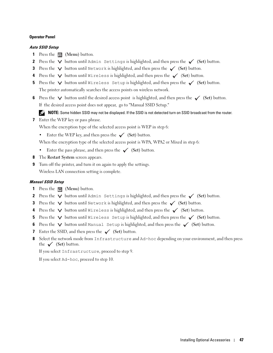 Operator panel | Dell C2660dn Color Laser Printer User Manual | Page 49 / 361
