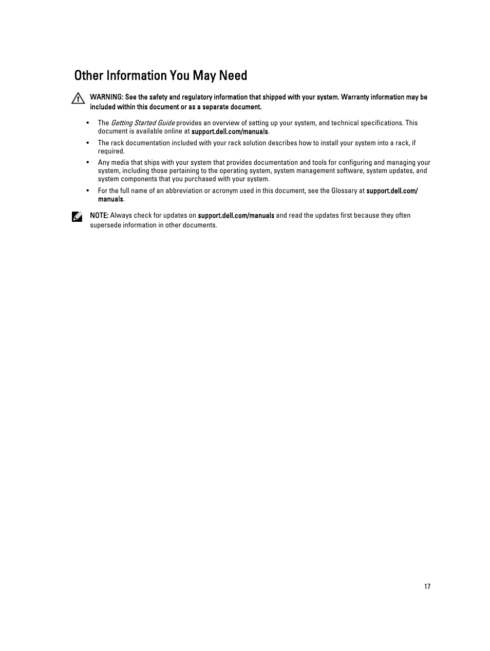 Other information you may need | Dell PowerVault NX3300 User Manual | Page 17 / 123