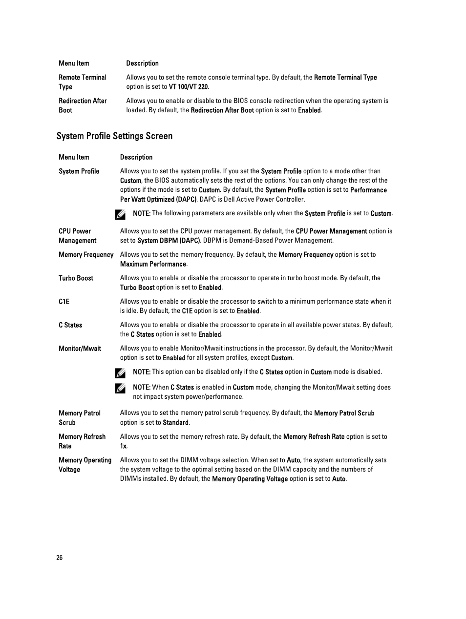 System profile settings screen | Dell PowerVault NX3300 User Manual | Page 26 / 123