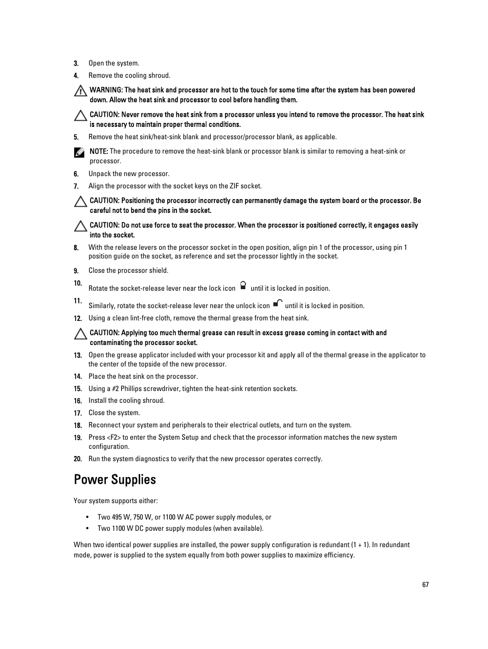 Power supplies | Dell PowerVault NX3300 User Manual | Page 67 / 123
