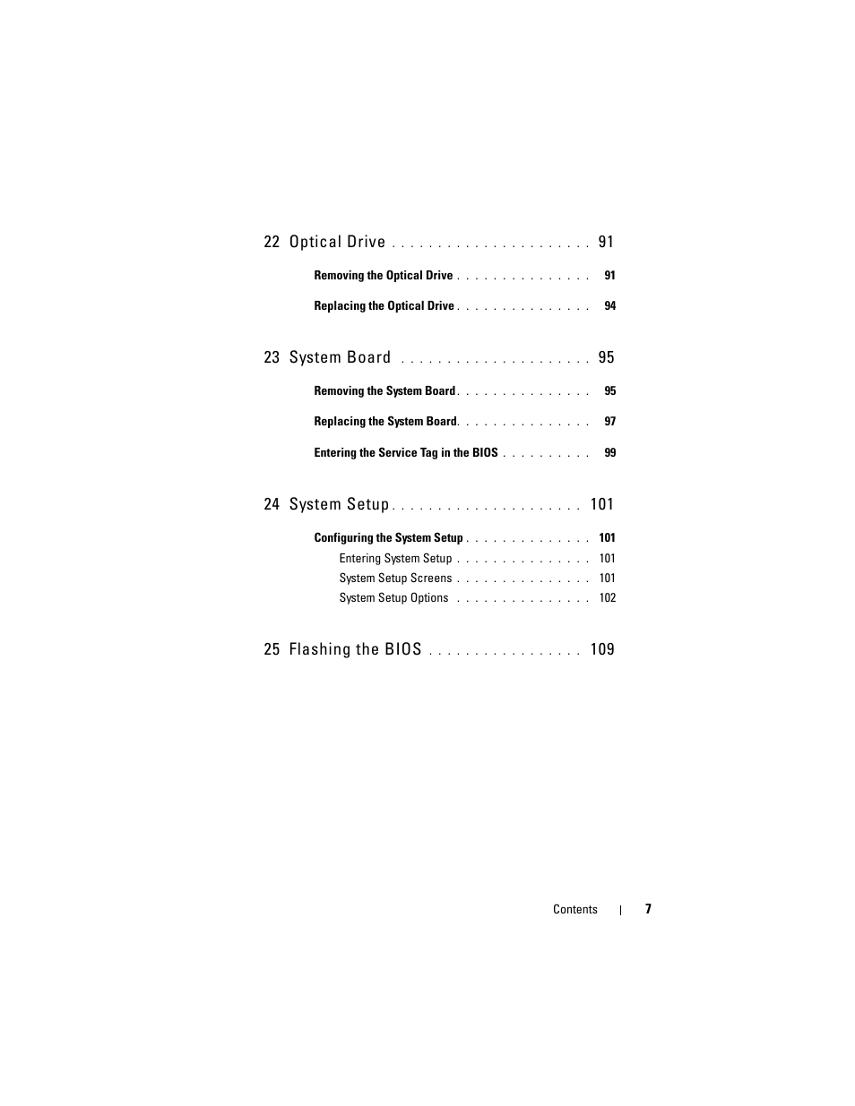 22 optical drive, 23 system board, 24 system setup | 25 flashing the bios | Dell Alienware M17x R3 (Early 2011) User Manual | Page 7 / 110