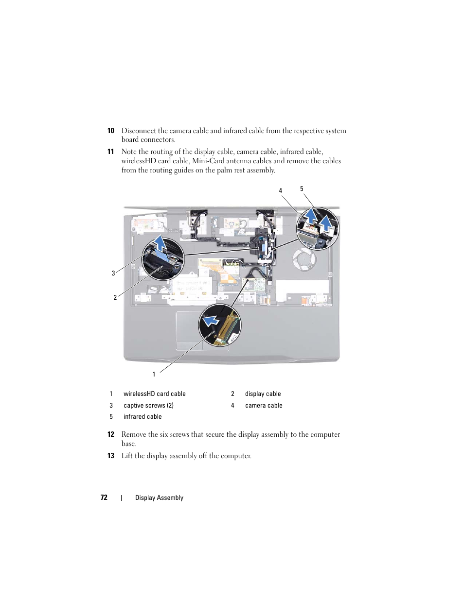 13 lift the display assembly off the computer | Dell Alienware M17x R3 (Early 2011) User Manual | Page 72 / 110