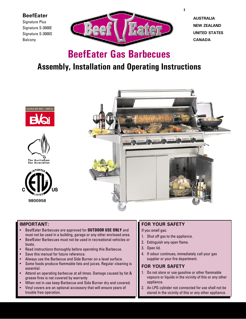 BeefEater Gas Barbecues User Manual | 24 pages