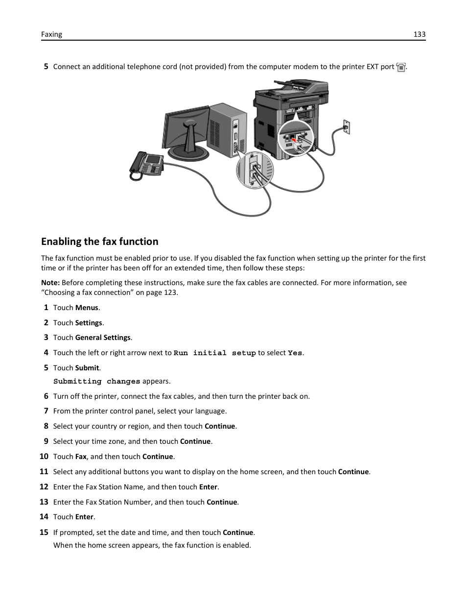 Enabling the fax function | Dell 3333/3335dn Mono Laser Printer User Manual | Page 133 / 302