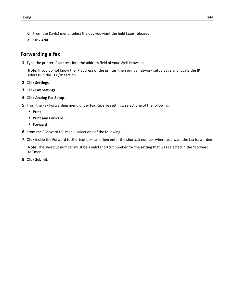 Forwarding a fax | Dell 3333/3335dn Mono Laser Printer User Manual | Page 144 / 302