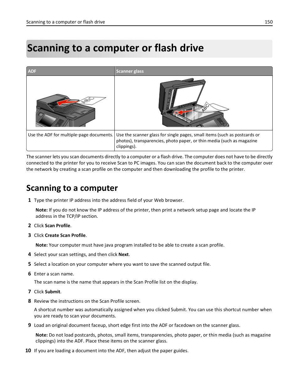 Scanning to a computer or flash drive, Scanning to a computer | Dell 3333/3335dn Mono Laser Printer User Manual | Page 150 / 302