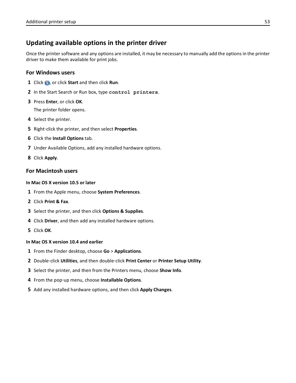 Updating available options in the printer driver | Dell 3333/3335dn Mono Laser Printer User Manual | Page 53 / 302