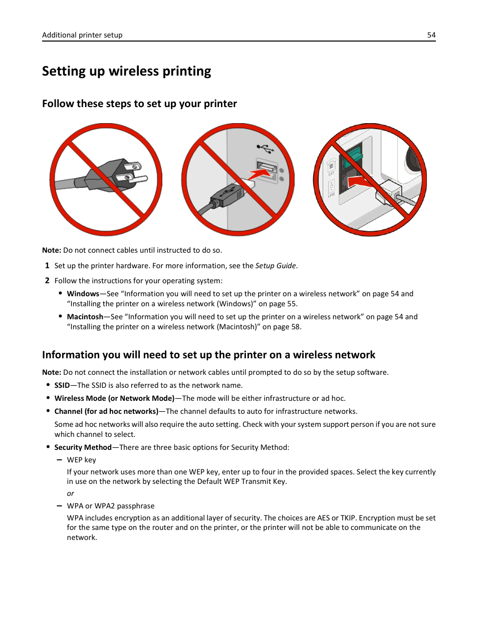 Setting up wireless printing, Follow these steps to set up your printer | Dell 3333/3335dn Mono Laser Printer User Manual | Page 54 / 302